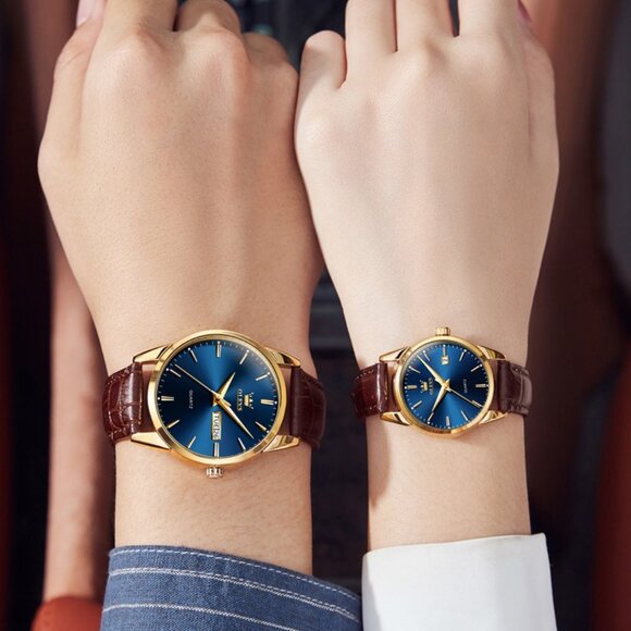 8-2 - Men's Watches Leather Band White Case Waterproof Luminous - Picture 2 of 3